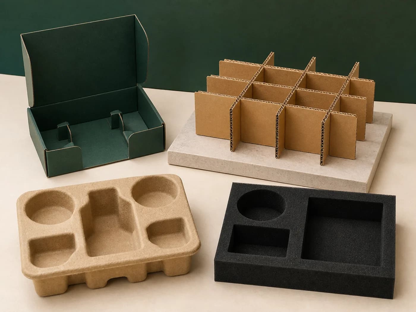 Manufacturable paperboard, corrugated, molded fiber, and foam packaging inserts