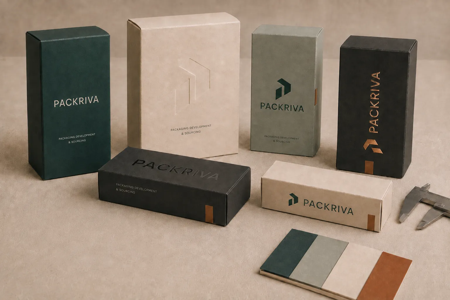 Folding carton samples showing practical paperboard formats